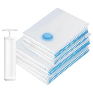 Imagem de Kit 10 Saco a Vácuo com Bomba para Mala Viagem Organizador Roupas Edredom Cobertor Reutilizável