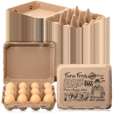 Imagem de Honeydak 50 caixas de ovos a granel, 12 unidades, 3 x 4, bandeja para ovos, dúzia de recipientes reutilizáveis, caixa de armazenamento para supermercados, cozinha fresca, legumes, família, mercados