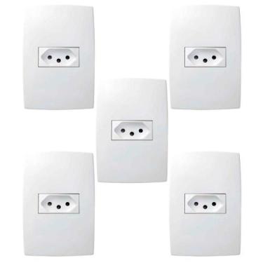 Imagem de Kit 5 Conjuntos Tomada 10A 4X2 Branca Pial Plus 615080Bc - Pial Legran