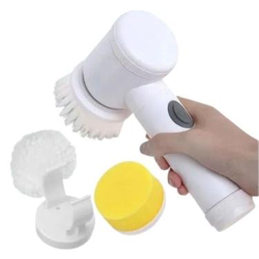 Imagem de Escova de Limpeza Elétrica Rotativa, Recarregável USB, com 3 Cabeças Substituíveis, para Banheiro, Piso e Vidro, Doméstica Banheira Pia