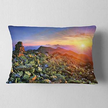 Imagem de Fotografia Designart Bright Sun in Carpathian Mountains' Landscape Throw Lombar Sala de estar, Sofá, Travesseiro + Capa de almofada impressa em ambos os lados 30 x 50 cm