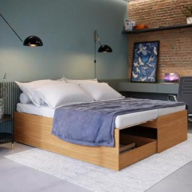 Imagem de Bicama Solteiro MDF Vira Cama Casal 3 em 1 Cama Auxiliar Moderna Sofisticada Robusta Resistente (Nature)