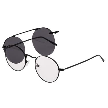 Imagem de Armação Óculos Clipon 2 Em 1 Grau Redondo Cuba Preto