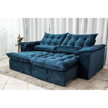 Imagem de Sofá Retrátil e Reclinável 2,30m em Tecido Veludo com Pillow nos Braços e Assentos - Com Molas Ensacadas Bonel/D33