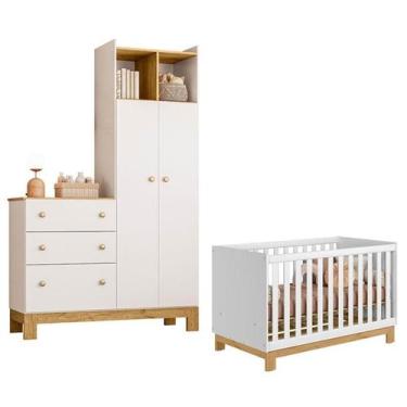 Imagem de Berço Americano Mini Cama e Guarda Roupa com Cômoda Q Encanto Slim Bra