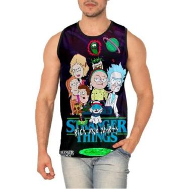 Imagem de Camiseta Regata Rick And Morty Stranger Things Ref:619 - smoke, Preto,