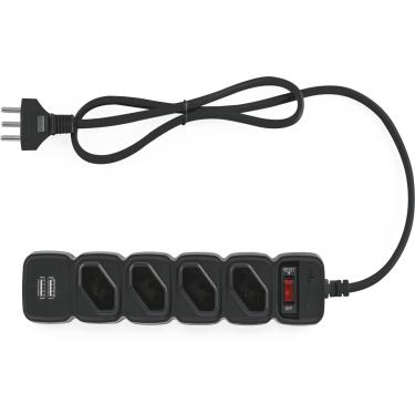 Imagem de Filtro De Linha Protetor Eletronico Regua Extensão Eletrica EPE 204 USB Intelbras 4 Tomadas 2 Usb Preto