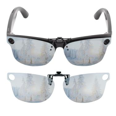 Imagem de HCHRVR Clipe polarizado compatível com Ray-Ban Meta Wayfarer (RW4006 tamanho M padrão 50-22) Clipe de mudança de cor para óculos inteligentes (prata, tamanho M prata)