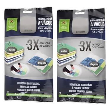 Imagem de Kit 2 Saco A Vácuo para Roupas Cobertor Toalhas Travesseiros 50x70cm