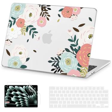 Imagem de AKIT Capa compatível com MacBook Air de 13 polegadas 2025 2024-2022 M4 M3 M2 A3240 A3113 A2681, capa rígida para laptop padrão + protetor de tela + capa de teclado para MacBook Air 13,6 polegadas 2025