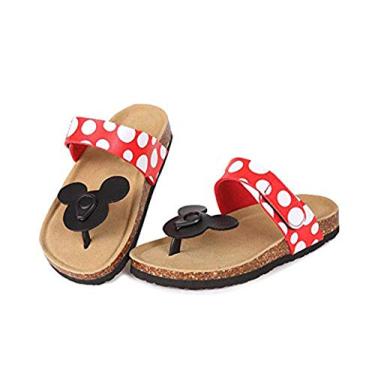 Imagem de Bigfanshu Pantufas femininas de algodão macio do Mickey com desenho animado adorável e linda sandália feminina sapatos de praia plus size, Vermelho, 11
