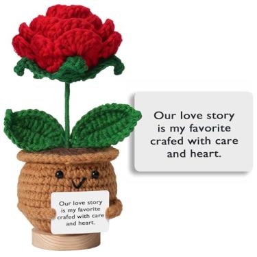 Imagem de Presentes para ele, seu namorado, namorada – To My Love, crochê feito à mão, presente romântico de flores tricotadas, presente de aniversário de casamento, aniversário, dia dos namorados para esposa e