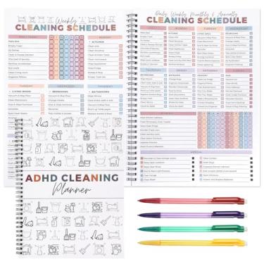Imagem de Planejador de limpeza, organizador reutilizável de limpeza e organização com 4 lápis, diário, semanal, mensal, anual, lista de verificação de agenda limpa para adultos