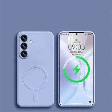 Imagem de YOGISU Capa magnética de silicone líquido para carregamento sem fio Samsung S24 Ultra à prova de choque (para Samsung S24 Ultra/roxo)