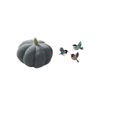 Imagem de Fenteer Almofadas de Abóbora de Halloween, Almofadas Decorativas de Pelúcia para Sofá E Arte de Parede de Pássaros de Madeira, Pássaros Voadores, Placas de Pa