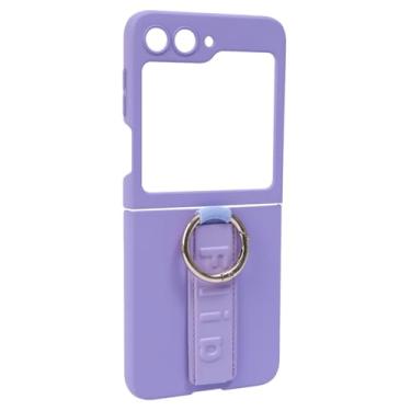 Imagem de Capa de telefone para Samsung Galaxy Z Flip 5 com protetor de tela externa capa de telefone com anel para Samsung Zflip5 Z Flip5, roxo