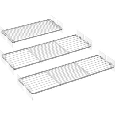 Imagem de SlimmKISS Prateleiras de armário de varão, prateleiras de armazenamento de metal grandes expansíveis, 3 pacotes separadores de divisórias DIY para armário guarda-roupa armário despensa cozinha