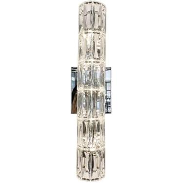 Imagem de Tira De Arandela De Parede Led Iluminação De Arandela De Cristal Em Acabamento Prateado Luminária De Banheiro De Cristal Para Banheiro Corredor Quarto Sala De Estar Arandelas De Pared, 8 * 31CM