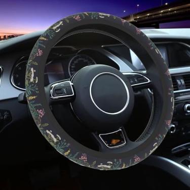 Imagem de Capa de volante de carro Wildflower para mulheres e homens, protetor de volante antiderrapante, universal de 35 a 38 cm, adequado para carros, SUVs, caminhões (flores silvestres)
