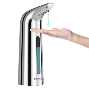 Imagem de Summon The Elves Dispensador automático de sabonete líquido, sem toque, moderno de 400 ml, dispensador de detergente para louças com sensor, 4 engrenagens, ajustável, recarregável, impermeável