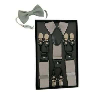 Imagem de Kit Suspensório 6 Garras King 3,5cm e Gravata Borboleta Adulto Masculi