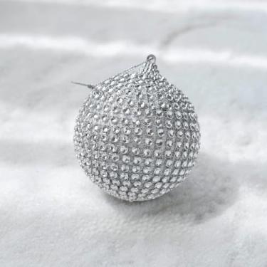 Imagem de Ornamentos de bola de decoração de Natal de espuma de prata com estilo minimalista moderno, decorações de árvore de férias leves e duráveis, 8 cm