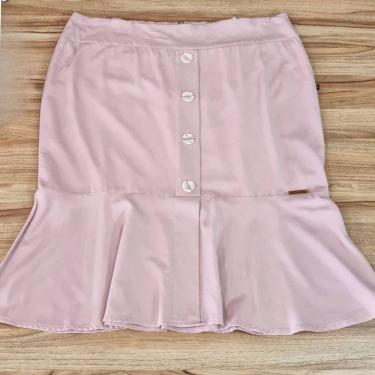 Imagem de Saia Feminina Botões Babados Rosa Plus Size