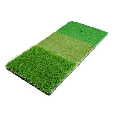 Imagem de KiBcsLic Tapete de golfe para prática de rebatidas, grama artificial, presente para golfistas, iniciantes e profissionais, equipamento de treinamento 3 em 1