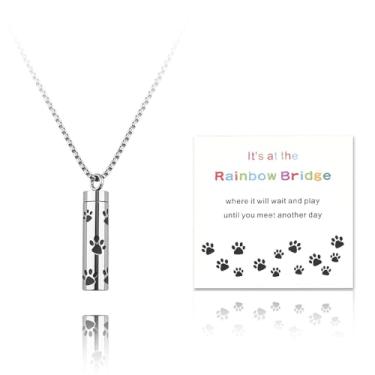 Imagem de YangQian Presente de simpatia para dono de animal de estimação, presente de memória para cães, gatos, luto, colar com estampa de pata, presente de perda de cachorro e gato, Zinco, Sem Pedra Preciosa