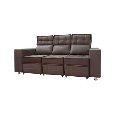 Imagem de Sofá Retrátil E Reclinável 3 Lugares Londres 1.90cm Com Molas Suede Speciale Home Café