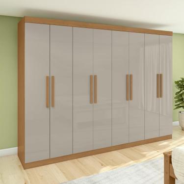 Imagem de Guarda-roupa Casal Easy Slim 8 Portas Amendoa Clean/off White Lopas