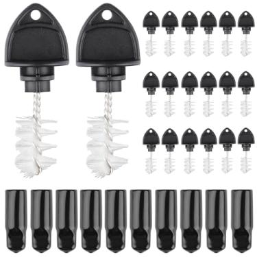 Imagem de Conjunto de 30 peças de tampa e tampão de torneira de cerveja, inclui 10 tampas de torneira de borracha preta e 20 escovas de torneira sanitária, kit de limpeza de torneira de cerveja para Kegerator e