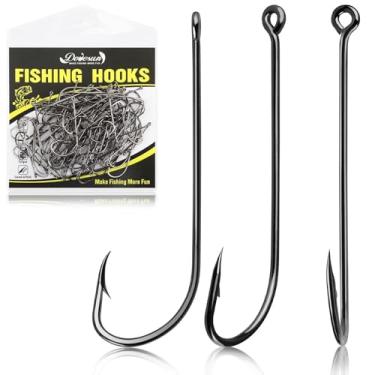 Imagem de Dovesun Ganchos de pesca de água doce Aberdeen anzóis de pesca 100 peças de haste longa de aço de alto carbono ganchos de minhoca pequenos robalo truta crappie 1#*100 peças