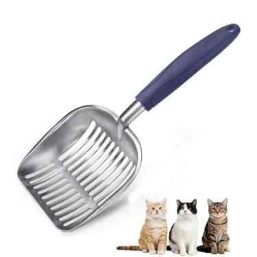 Imagem de Colher de areia para gatos, conveniente colher de areia para gatos de cabo longo, colher de cocô de gato com peneira fácil limpeza (azul escuro)
