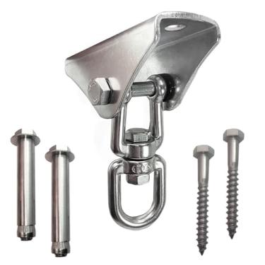 Imagem de Kaishield Heavy Duty Stainless Steel Swing Swing Hangers Screws Bolts Included Over 1000 lb Capacity Playground Porch Yoga Seat Trapeze Wooden Sets Indoor Outdoor (1 Piece package360°)