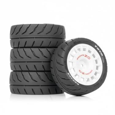 Imagem de 4PCS 1/10 RC Rally Tires & Rims, 68x28mm 12mm Hex Wheel Set, Fits for Traxxas Tamiya HPI WR8 RLAARLO XTS F10 1/10 Scale On-Road Car (White)