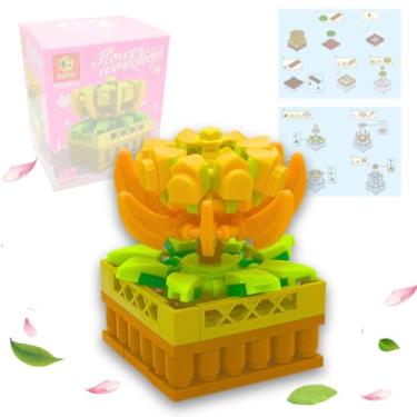 Imagem de Conjunto de Blocos de Montar Flor Decorativa 103 Peças – Brinquedo Educativo de Construção Criativa com Peças Compatíveis, Design Floral e Cores Vibrantes (Yellow Beam)