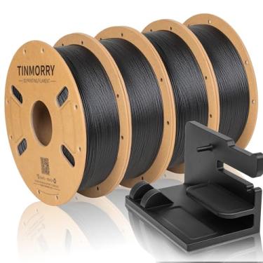 Imagem de TINMORRY 4 rolos de filamento de fibra de carbono 1,75 mm, filamento de impressão 3D PETG-CF, 1 kg, 1 carretel, 4 kg, preto