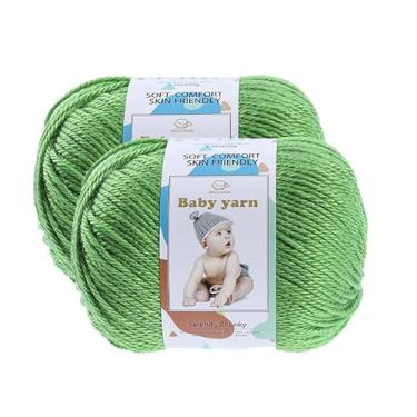 Imagem de Fio de malha para bebês – lã merino 10%, algodão 40%, nylon, 50% novelo de fio macio misturado adequado para tricô de crochê, cobertores de bebê e roupas (aproximadamente 50 g/160 jardas) [conjunto de