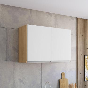Imagem de Armário Aéreo P/ Cozinha Maya A03 80cm 2 Portas Cor Amêndoa/branco