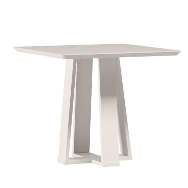 Imagem de Mesa De Jantar Para 4 Lugares 90cm Tampo Quadrado Com Vidro Rubi Off White - New Ceval