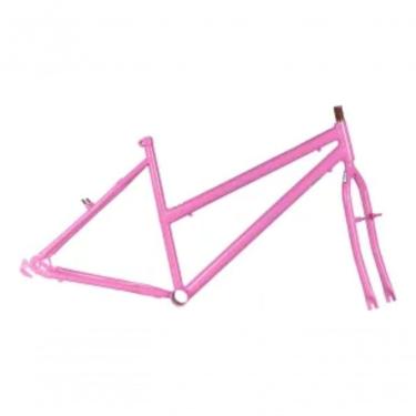 Imagem de Quadro Para Bicicleta Feminino Aro 26 1.9 + Garfo Rosa
