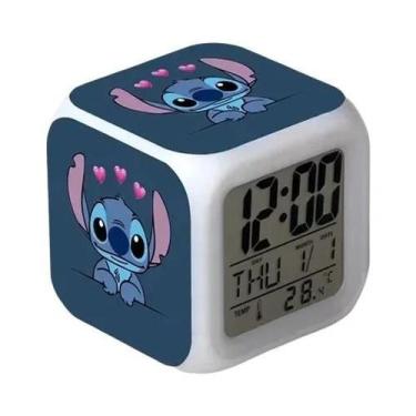 Imagem de Despertador Digital LED Colorido Disney Stitch Para Crianças, Portátil