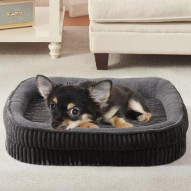 Imagem de DEBANG HOME Cama ortopédica para cães, raças extra pequenas, cama oval para gatos, caixa de ovos de alta densidade, sofá-cama para cães, sofá-cama para animais de estimação com reforço de quatro lados