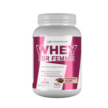 Imagem de Whey for femme + colageno hidrolisado 900g chocolate hf suplementos