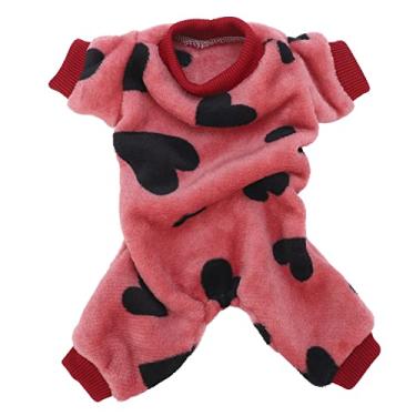 Imagem de Luocute Macacão de Pelúcia para Cachorro, Pijama Macio e Quente para Cachorrinhos, Macacão de 4 Pernas Com Cintura Elástica e Abdômen Aberto para Cães Pequenos, como Poodles, (M)