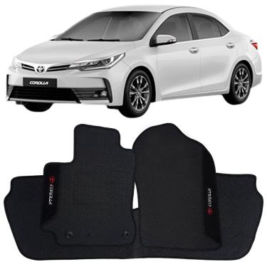 Imagem de Tapete Borracha Corolla 2018 à 2019 Preto Pvc Logo Bordado Jogo 3 Peças Personalizado Automotivo