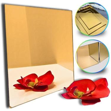 Imagem de Chapa de Acrílico Espelhado Dourado 2mm  50x50cm  500x500mm  Placa Pre