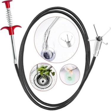 Imagem de Ehigta 35.4 Cobra de drenagem, pegador de garra flexível, removedor de entupimento de drenagem - ferramentas de limpeza de calha limpador de dreno para vaso sanitário esgoto chuveiro cozinha banheiro