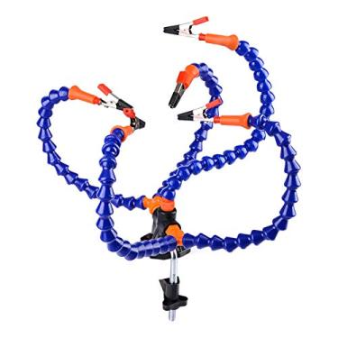 Imagem de Suporte de PCB com Abraçadeira Mesa para Estação Solda Helping Hands 5 Braços Flexíveis Modelos Carros RC Soldagem Aeromodelismo Conectores Placas Cir
